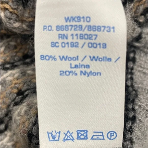 Boden Gray/BlackWhite/Tan Striped Sweater Wool Crew Neck Rib Cuffs & Hem Sz 2 - Picture 8 of 13